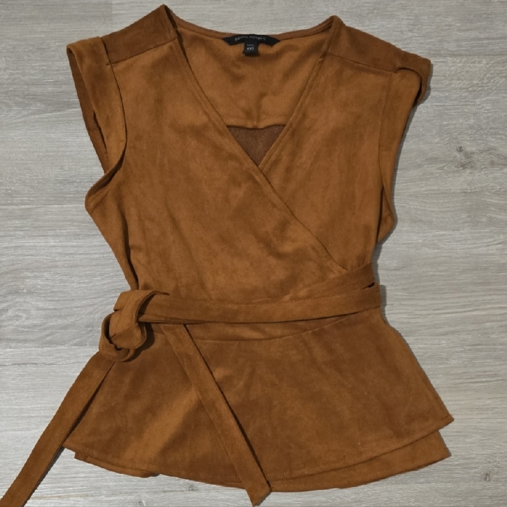 Banana Republic Suede Brown Wrap Top